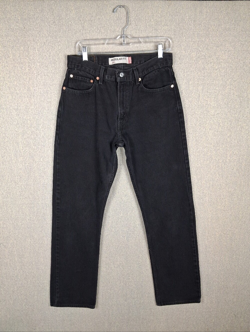 Levi's 505 Regular Fit Jeans Mens 32x34 Black Straight Leg Classic Streetwear